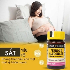 Viên Uống Sắt Cho Bà Bầu MASON NATURAL Ferrouse Gluconate Giúp Bổ Máu, Tăng Tế Bào Hồng Cầu, Không Tanh 50 Viên