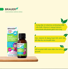 Brauer liquid multivitamin for infans 45ml cho trẻ sơ sinh 0-12 tháng tuổi