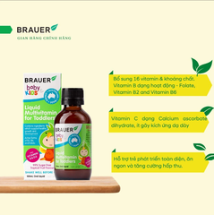 Vitamin tổng hợp cho bé từ 1 - 3 tuổi Brauer Baby Kids Liquid Multivitamin for Toddlers 100ml dạng nước 100ml