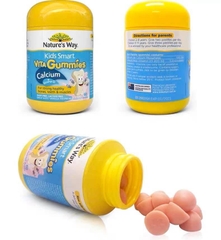 Calcium Vitamin D  Kẹo Dẻo Cho Bé Nature’s Way Kids Smart Vita Gummies hộp 60 Viên Tăng chiều cao