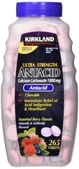 Viên nhai hỗ trợ bao tử ultra strengthe antacid calcium carbonate kirkland signature 1000mg 265 viên