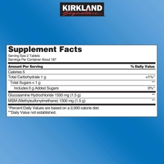 Glucosamine HCL With MSM Kirkland Signature hỗ trợ xương khớp hộp 375 viên