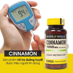 Mason Natural Cinnamon 1000mg hộp 50 viên Hỗ trợ kiểm soát chỉ số đường huyết (50 viên)