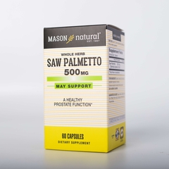 Viên uống hỗ trợ phì đại tuyến tiền liệt Saw Palmetto 500mg Mason Natural 60 viên