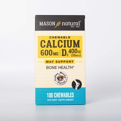 Viên Nhai Bổ Sung Canxi và Vitamin D3 Hỗ Trợ Xương Chắc Khỏe, Tăng Chiều Cao Mason Nature Calcium 600MG + D3 Hộp 100v