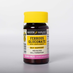 Viên Uống Sắt Cho Bà Bầu MASON NATURAL Ferrouse Gluconate Giúp Bổ Máu, Tăng Tế Bào Hồng Cầu, Không Tanh 100 Viên