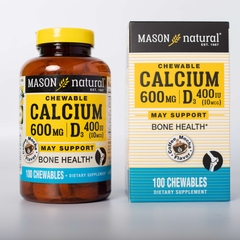 Viên Nhai Bổ Sung Canxi và Vitamin D3 Hỗ Trợ Xương Chắc Khỏe, Tăng Chiều Cao Mason Nature Calcium 600MG + D3 Hộp 100v