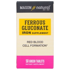 Viên Uống Sắt Cho Bà Bầu MASON NATURAL Ferrouse Gluconate Giúp Bổ Máu, Tăng Tế Bào Hồng Cầu, Không Tanh 50 Viên