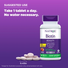 Viên ngậm natrol biotin extra strength fast dissolve beauty 5000mcg hỗ trợ da, móng, tóc hộp 90 viên