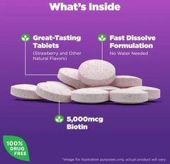 Viên ngậm natrol biotin extra strength fast dissolve beauty 5000mcg hỗ trợ da, móng, tóc hộp 90 viên