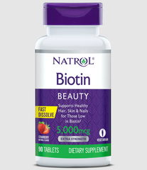 Viên ngậm natrol biotin extra strength fast dissolve beauty 5000mcg hỗ trợ da, móng, tóc hộp 90 viên