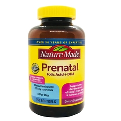 Vitamin tổng hợp cho bà bầu nature made prenatal folic + dha hộp 150 viên nội địa Mỹ