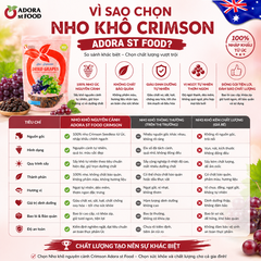 Nho khô nguyên cành Adora st Food Crimson Dried Table Grapes Cluster 500g đặc sản của Úc