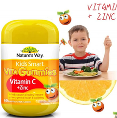 Kẹo Dẻo Nature's Way Kids Smart Vita Gummies Vitamin C+ZinC – Bổ sung kẽm và vitamin C tăng sức đề kháng cho trẻ