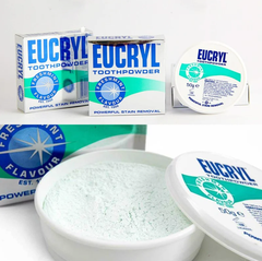 Bột bạc hà tẩy trắng răng Eucryl Tooth powder 50g làm sạch miệng, hơi thở thơm tho và răng trắng sáng hộp 50g