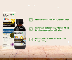Siro giảm ho khan Brauer Kids Manuka Honey Dry Cough 100ml cho trẻ từ 2 tuổi trở lên