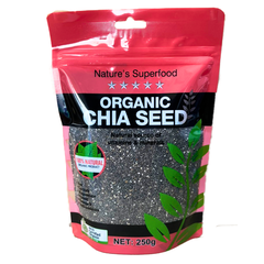 Hạt chia hữu cơ organic chia seed nature's superfood 250g chứa dinh dưỡng cao: protein, canxi, omega 3 và chất xơ hỗ trợ tiêu hóa, tiểu đường mỡ máu, giảm cân
