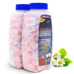 Viên nhai hỗ trợ bao tử ultra strengthe antacid calcium carbonate kirkland signature 1000mg 265 viên