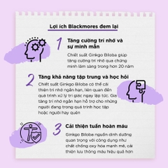 Viên uống bổ não blackmores gingkoforte 40 viên - giảm tình trạng lo lắng căng thẳng và suy giảm trí nhớ