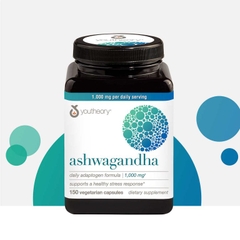 Nhân sâm ấn độ youtheory 1000mg ashwagandha 150 viên giảm căng thẳng mệt mỏi, bổ thận tráng dương, tăng cường sức khỏe