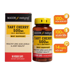 Viên Uống MASON NATURAL TART CHERRY 500MG Hỗ Trợ Giảm Acid Uric Trong Máu, Giảm Các Triệu Trứng Xương Khớp Do Gout 90 viên