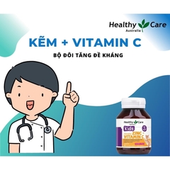 Viên nhai healthy care kids chewable zinc vitamin c bổ sung kẽm và vitamin c cho bé hộp 60 viên