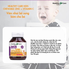 Viên nhai healthy care kids chewable zinc vitamin c bổ sung kẽm và vitamin c cho bé hộp 60 viên