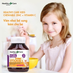 Viên nhai healthy care kids chewable zinc vitamin c bổ sung kẽm và vitamin c cho bé hộp 60 viên