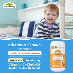 Viên nhai Nature’s Way kids smart vitamin C + Zinc + D3 75 viên- Bổ sung vitamin giúp tăng cường sức khỏe và sức đề kháng cho trẻ