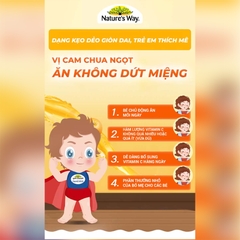 Kẹo Dẻo Nature's Way Kids Smart Vita Gummies Vitamin C+ZinC – Bổ sung kẽm và vitamin C tăng sức đề kháng cho trẻ
