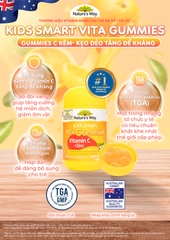 Kẹo Dẻo Nature's Way Kids Smart Vita Gummies Vitamin C+ZinC – Bổ sung kẽm và vitamin C tăng sức đề kháng cho trẻ