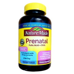 Vitamin tổng hợp cho bà bầu nature made prenatal folic + dha hộp 150 viên nội địa Mỹ