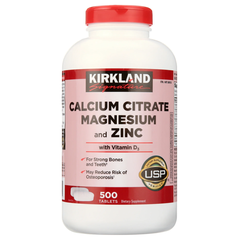 Viên uống chắc xương Kirkland Signature Calcium Citrate Magnesium And Zinc 500mg hộp 500 viên
