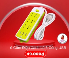 Ổ Cắm Điện Xanh Lá 3 Cổng Sạc Usb (4)