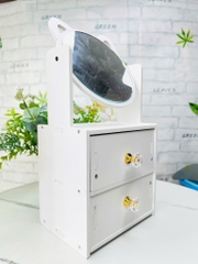 KỆ ĐỂ MỸ PHẨM 2 NGĂN CÓ GƯƠNG MẪU TAI MÈO TIỆN LỢI (4)