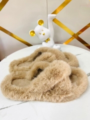 Dép Lông Xù Mang Trong Nhà Chữ X Đế Bằng Siêu Êm kute
