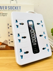 Ổ CẮM ĐIỆN 6 LỖ 5 CỔNG USB DÂY DÀI 2 MÉT MÃ B613 (10)