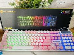 BÀN PHÍM GIẢ CƠ PANTSAN PK100 NÚT TRÒN MÀU HỒNG SIÊU KUTE (15)