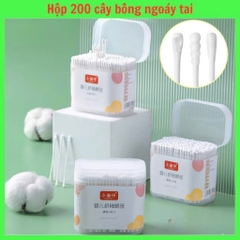 Hộp 200 Bông Tăm Cây Nhỏ Hộp Cam Nội Địa (1)