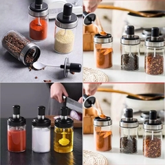 Hũ Đựng Gia Vị Thuỷ Tinh Kèm Muỗng (1)