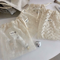 TÚI ĐỰNG MỸ PHẨM DÂY RÚT, TÚI LƯỚI REN HOA SOZAKKA (2)