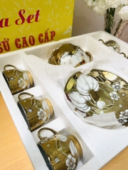 BỘ ẤM TRÀ HOA VĂN 14 CHI TIẾT ( 1 ấm + 7 DĨA + 6 LY) (14)