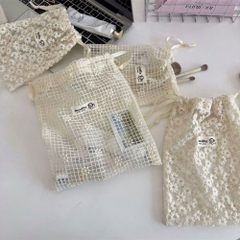 TÚI ĐỰNG MỸ PHẨM DÂY RÚT, TÚI LƯỚI REN HOA SOZAKKA (2)
