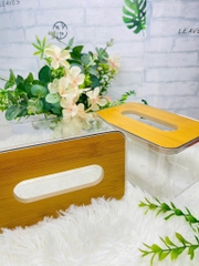 HỘP ĐỰNG GIẤY ĂN RÚT TRONG SUỐT NẮP GỖ SANG TRỌNG (2)