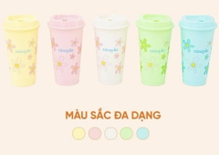 LY NHỰA 473ml UỐNG NƯỚC CÓ NẮP HOA NHIỀU MÀU
