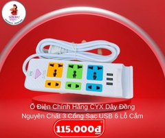 Ổ Cắm Điện Chính Hãng CYX 208 Dây Đồng Nguyên Chất 3 Cổng Sạc Usb 6 Lỗ Cắm