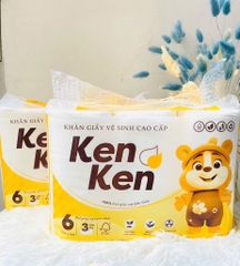 KHĂN GIẤY VỆ SINH LỐC 6 CUỘN KENKEN CHÍNH HÃNG XỊN (2) (cây 12 lốc)