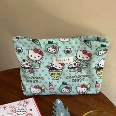 TÚI ĐỰNG MỸ PHẨM, MAKEUP KITTY XANH (3)