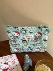TÚI ĐỰNG MỸ PHẨM, MAKEUP KITTY XANH (3)