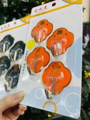 VỈ 4 MÓC DÁN TƯỜNG HOOK XANH CAM (1)